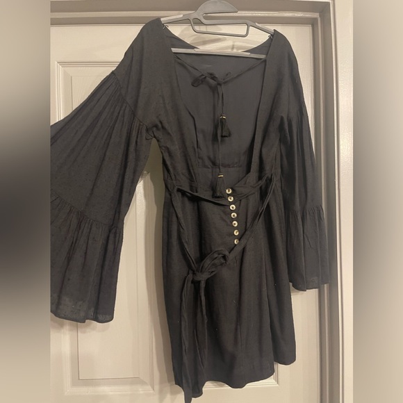 Free People Black Bell Sleeve and Open Back Mini Dress - Picture 5 of 8